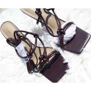 Lemonade Chocolate Brown Strappy Square Toe Heels Sandals Women’s Size 11 NIB
